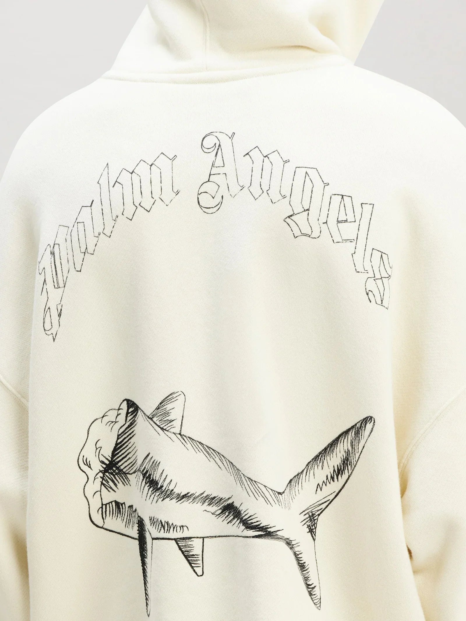 Palm Angels Hai Hoodie Oversize Passform Hochwertiger Baumwoll-Fleece Lässiger Streetwear Pullover