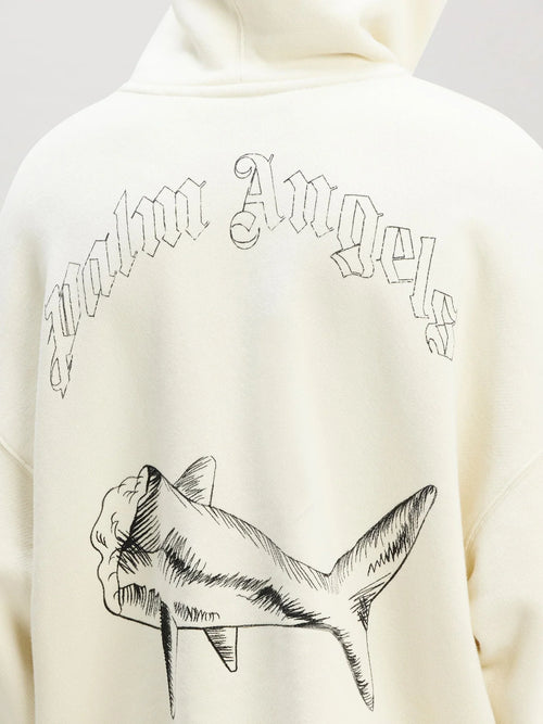 Palm Angels Hai Hoodie Oversize Passform Hochwertiger Baumwoll-Fleece Lässiger Streetwear Pullover