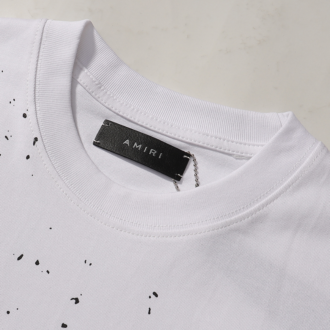 Amiri Luxus T-Shirt Herren Baumwolle Schwarz Weiß Designer Streetwear Rundhals Kurzarm