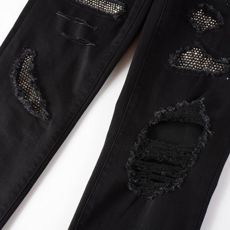 Amiri Herren Full Black Diamond Jeans Luxus Stretch Designer Denim Hose