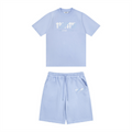Trapstar Decoded Chenille Blaues Kurzarm-Set Sportlich Bequem Freizeit-Outfit Sommer