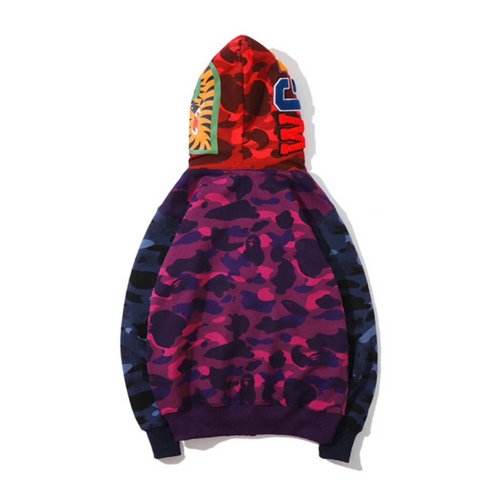BAPE Shark Camo Hoodie Unisex – Lässiger Streetwear Kapuzenpullover mit Hai-Design