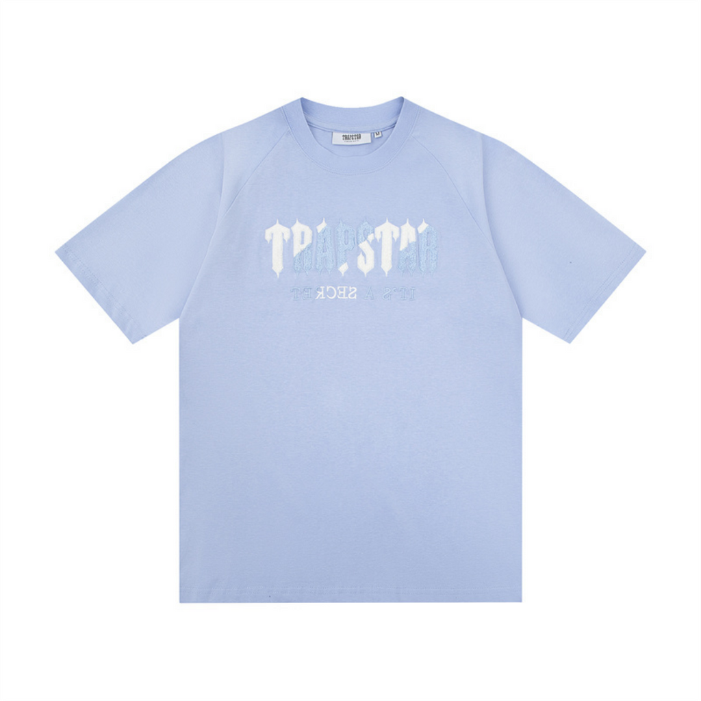 Trapstar Decoded Chenille Blaues Kurzarm-Set Sportlich Bequem Freizeit-Outfit Sommer
