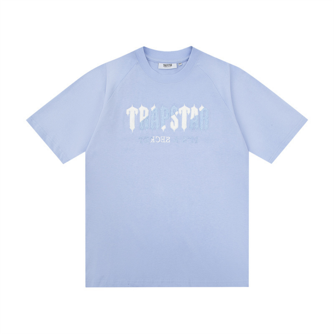 Trapstar Decoded Chenille Blaues Kurzarm-Set Sportlich Bequem Freizeit-Outfit Sommer