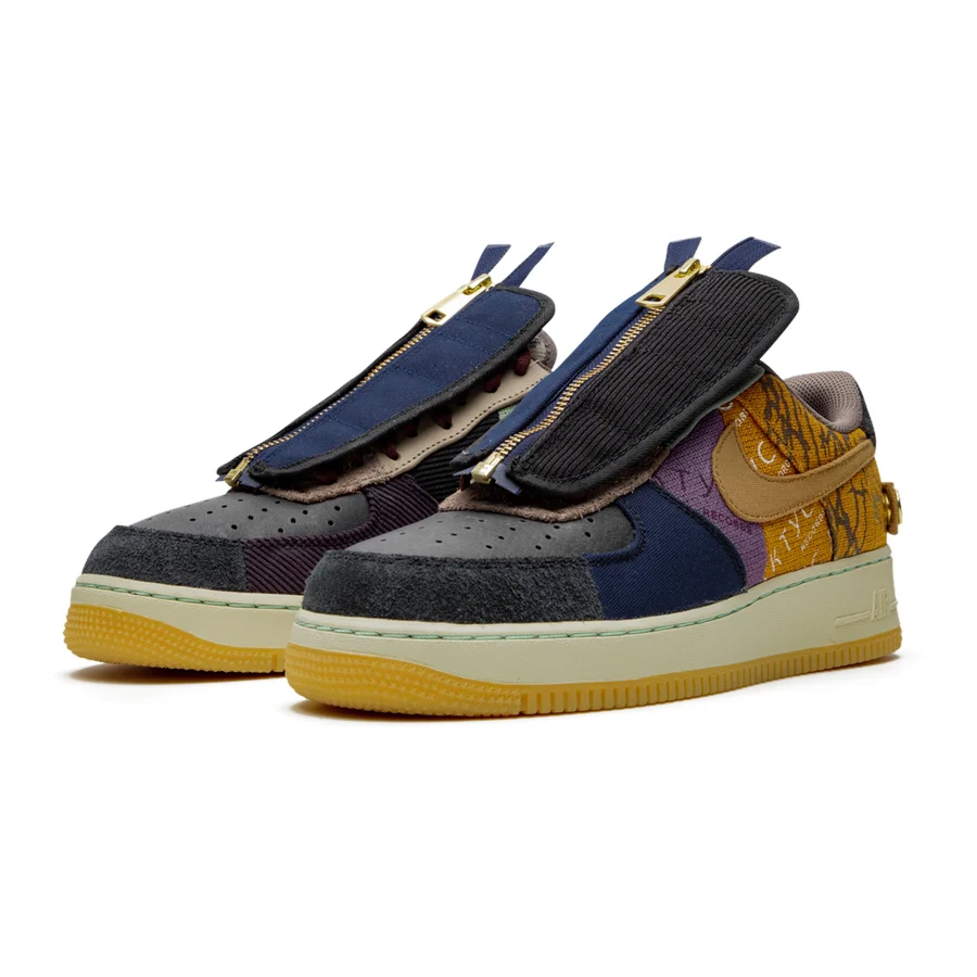 Einzigartiger Nike Air Force 1 Low Travis Scott Cactus Jack Patchwork Streetwear Sneaker