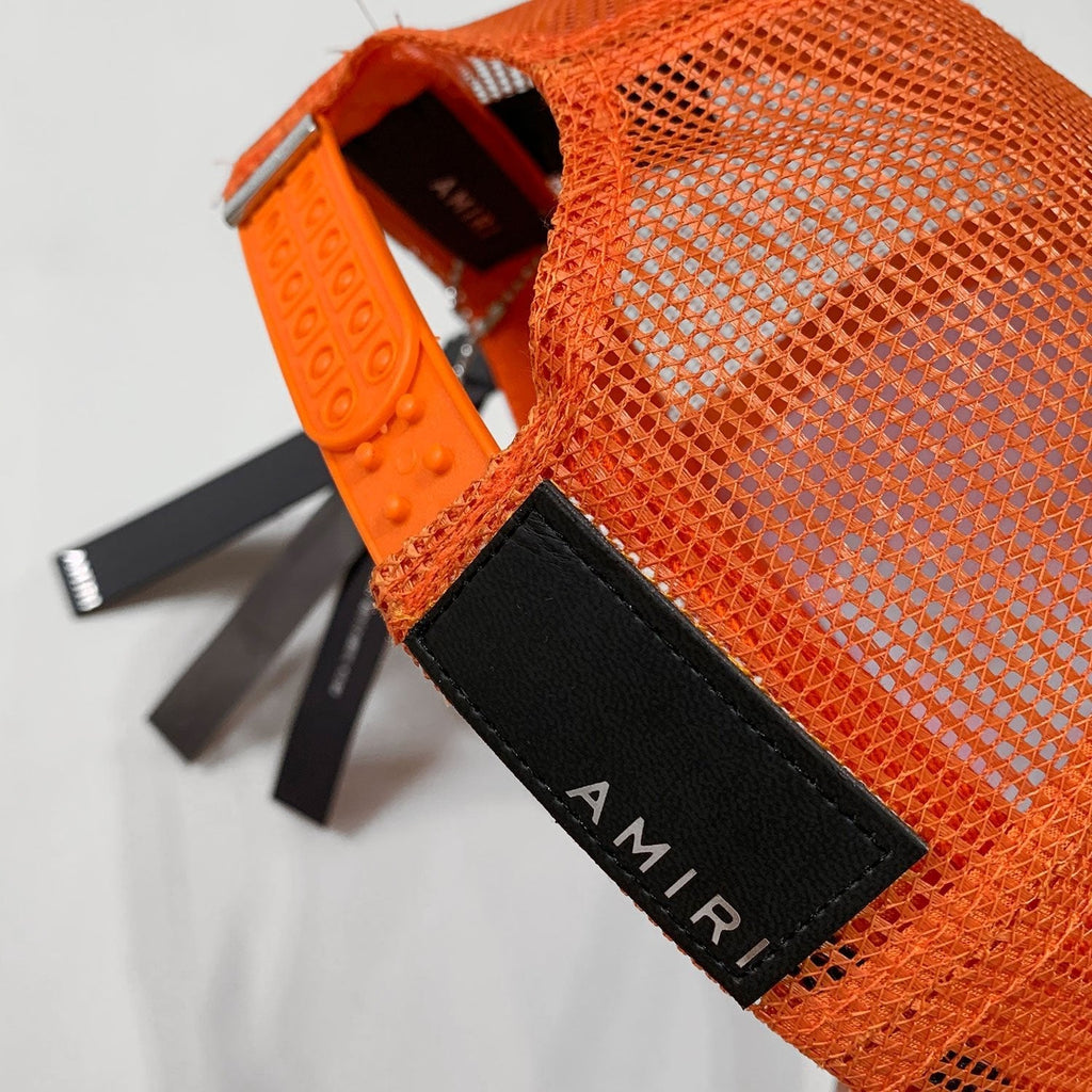 Exklusive Amiri Baseballkappe Orange/Schwarz – Stilvolles Streetwear Accessoire für Herren