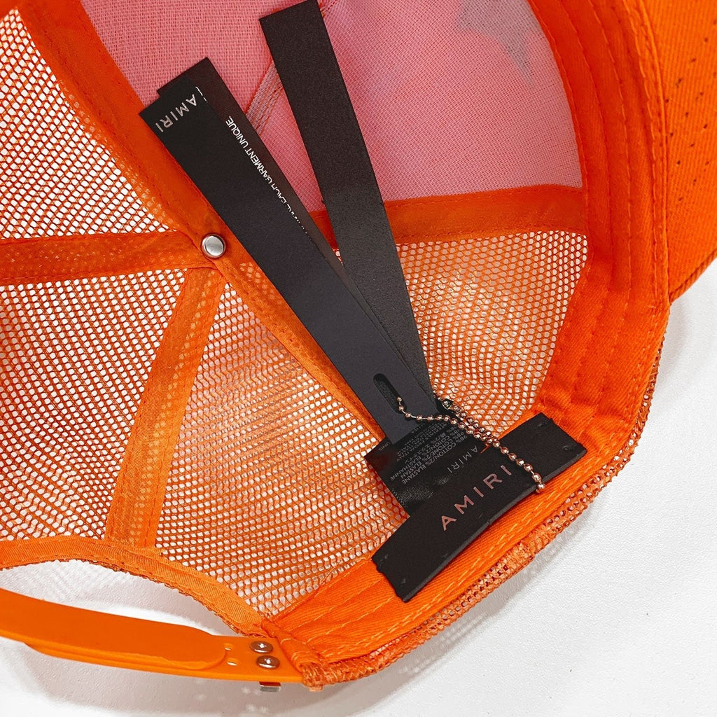 Exklusive Amiri Baseballkappe Orange/Schwarz – Stilvolles Streetwear Accessoire für Herren