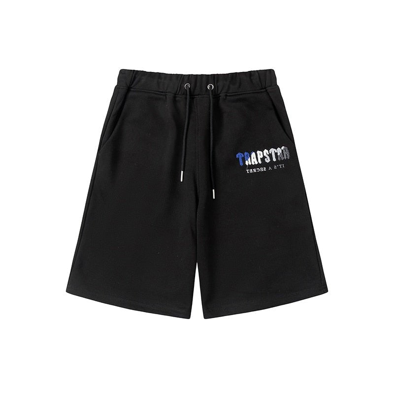 Trapstar Decoded Chenille Kurzset Herren Blau Schwarz Sommer Streetwear Outfit