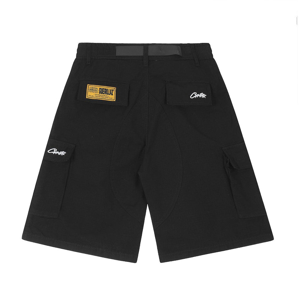 Corteiz Cargo Shorts Schwarz Herren Bequeme Robuste Streetwear Sommer Kurze Hosen