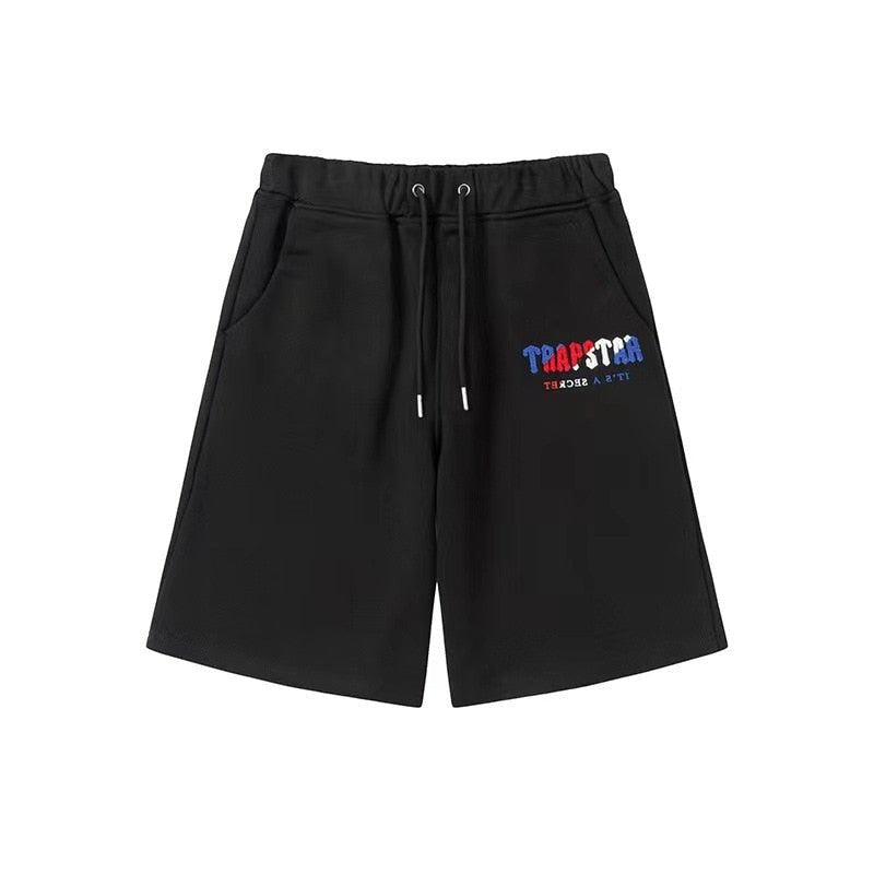 Trapstar Decoded Kurzes Set Schwarz-Rot Bequeme Chenille Streetwear