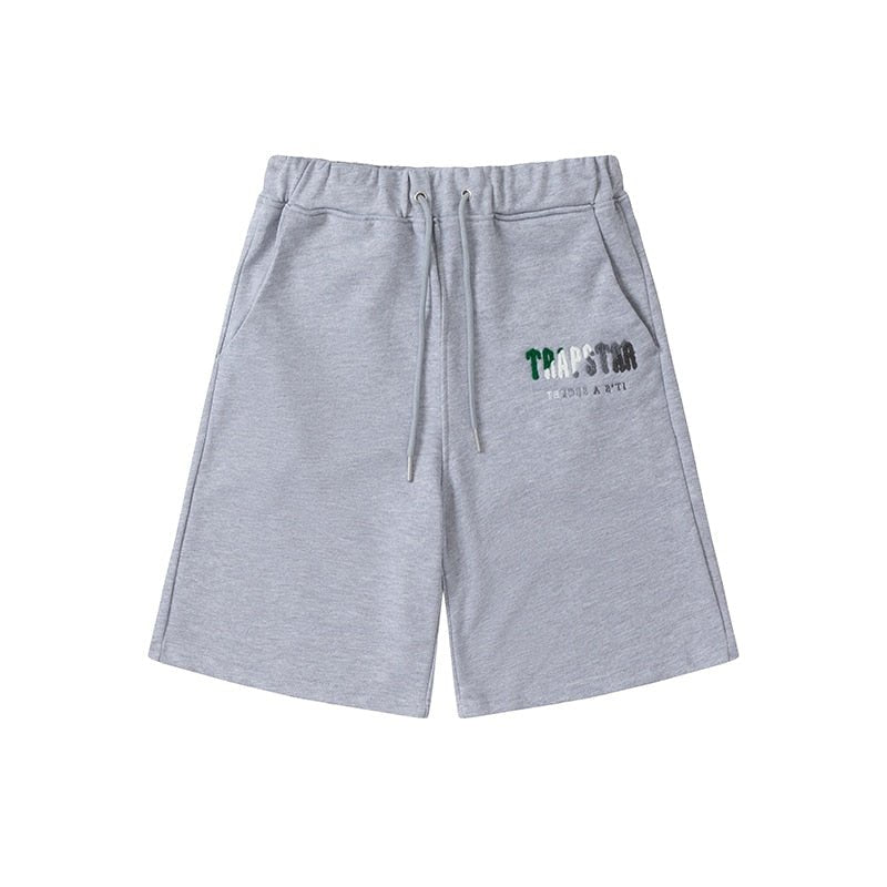 Stylisches Trapstar Decoded Grau-Grün Chenille Shorts Set für Herren