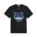 Kenzo Blau Schwarzes Herren Premium Baumwoll T-Shirt mit ikonischem Tigerkopf Design – Kurzarm Mode