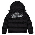 Trapstar Shooters Reflektierende Schwarze Kapuzen-Steppjacke – Urbaner Streetwear-Stil