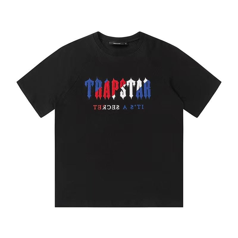 Trapstar Decoded Kurzes Set Schwarz-Rot Bequeme Chenille Streetwear