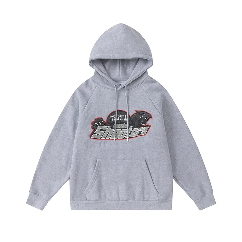 Exklusiver Trapstar London Shooters Grau Roter Trainingsanzug – Komfortabler Streetwear-Look
