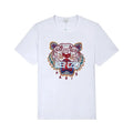 KENZO Weißes T-Shirt mit ikonischem Tigerkopf-Print – Hochwertige Baumwolle