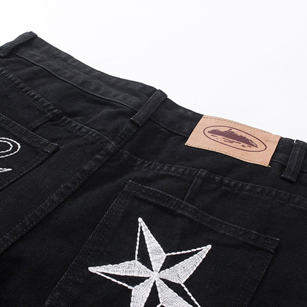 Corteiz Schwarzes Denim Set: Stilvoller Streetwear-Look für Ihn und Sie