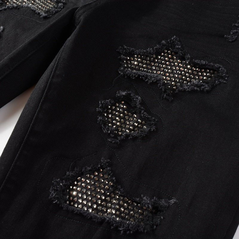 Amiri Herren Full Black Diamond Jeans Luxus Stretch Designer Denim Hose