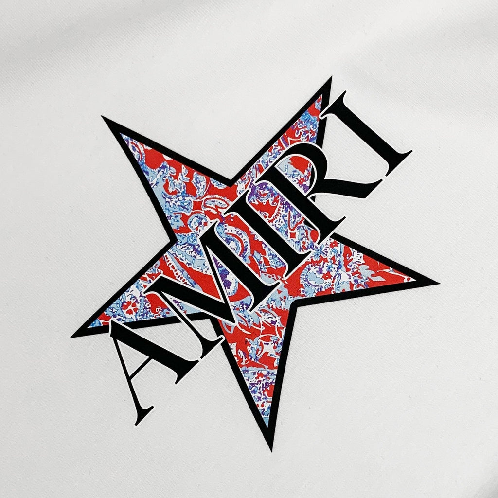Amiri Paisley Stern T-Shirt Luxuriöses Designer Oberteil Baumwolle Streetwear Herren Mode