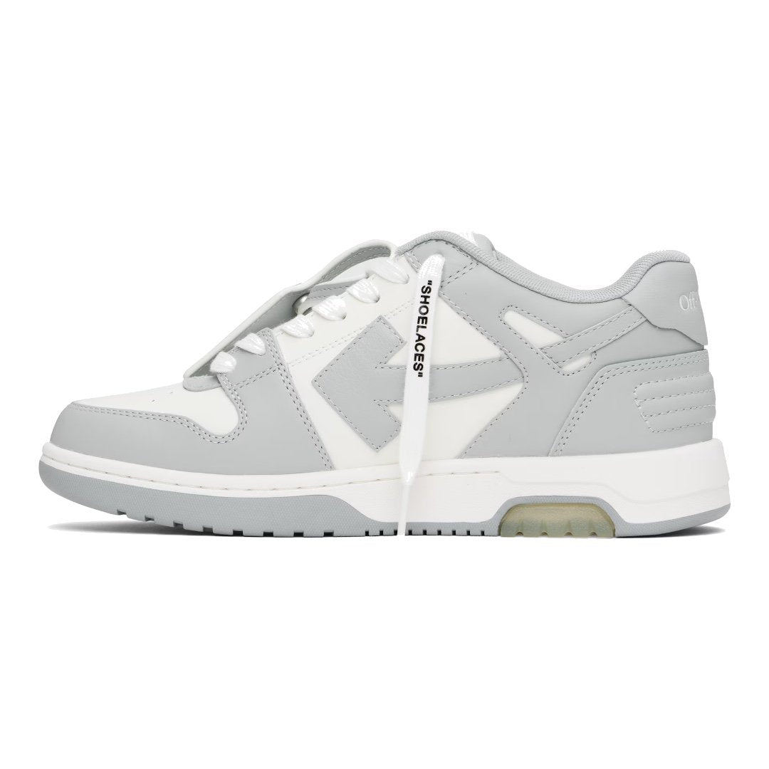 OFF-WHITE Out Of Office Sneakers: Stylische Weiß-Graue Leder Freizeitschuhe