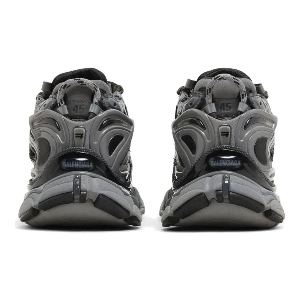 Balenciaga Runner Sneaker Dunkelgrau Schwarz: Stylisch, Mesh-Nylon, Abgenutzter Look