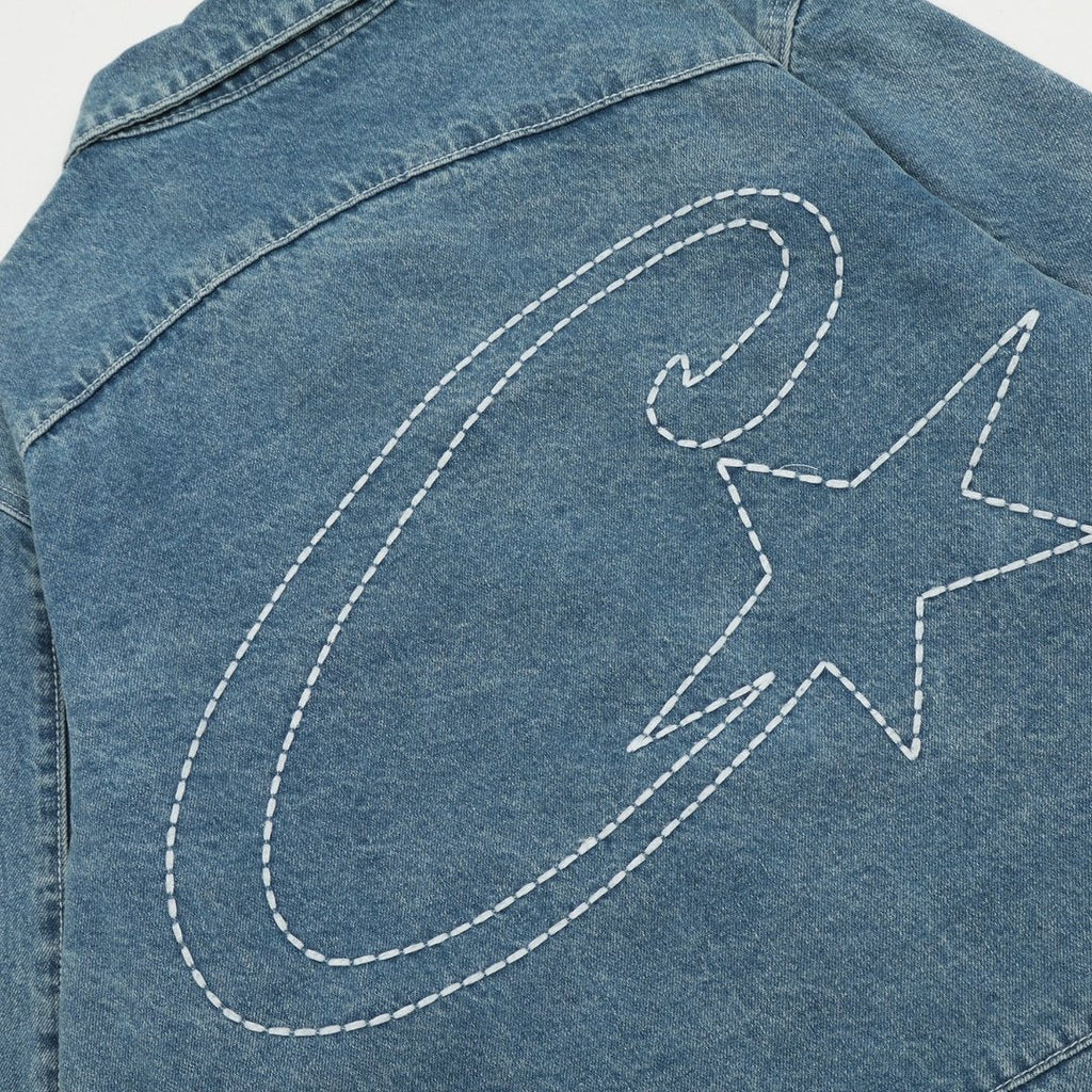 Corteiz Blaues Denim Set: Stylische Jacke & Jeans für Exklusiven Streetwear Look