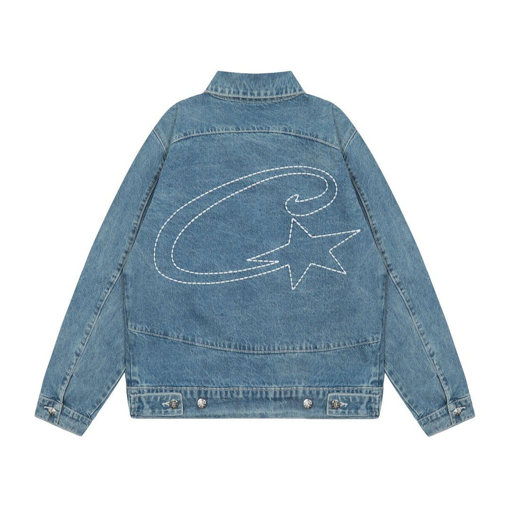 Corteiz Blaues Denim Set: Stylische Jacke & Jeans für Exklusiven Streetwear Look
